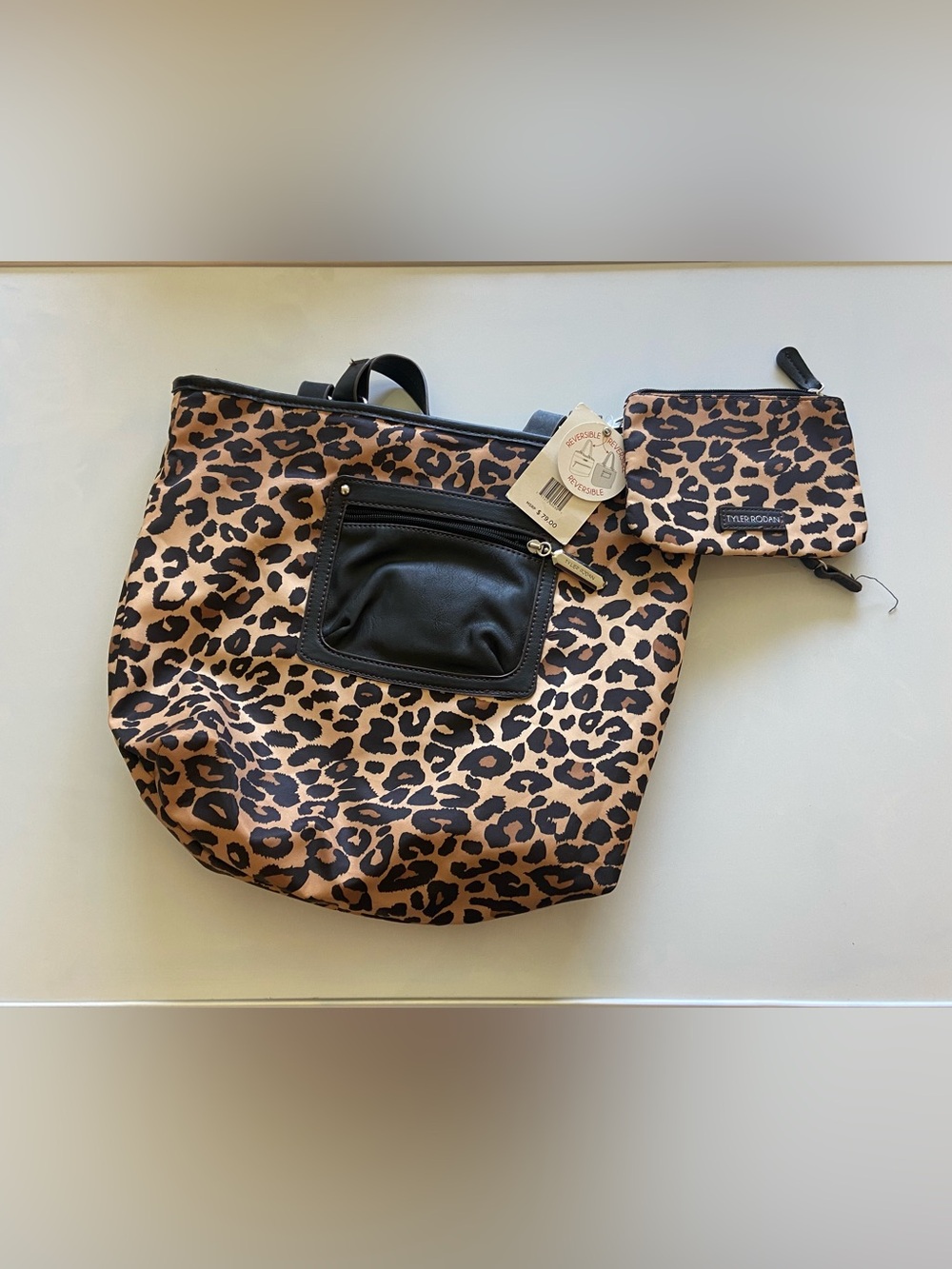 Tyler Rodan Leopard-Print Reversible Tote Purse Womens’
